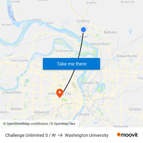 Challenge Unlimited S / W to Washington University map