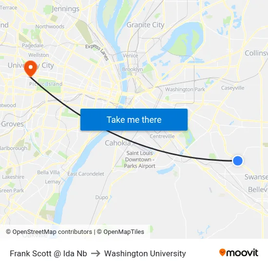 Frank Scott @ Ida Nb to Washington University map