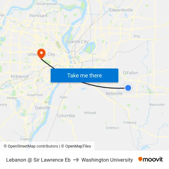 Lebanon @ Sir Lawrence Eb to Washington University map
