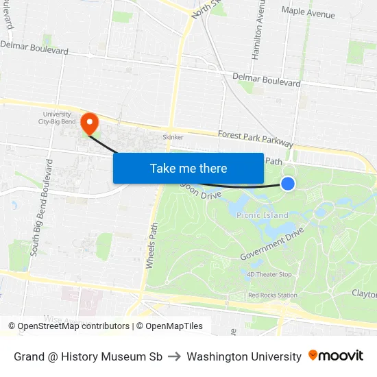 Grand @ History Museum Sb to Washington University map