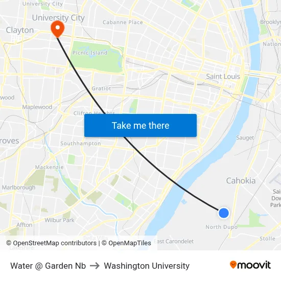 Water @ Garden Nb to Washington University map
