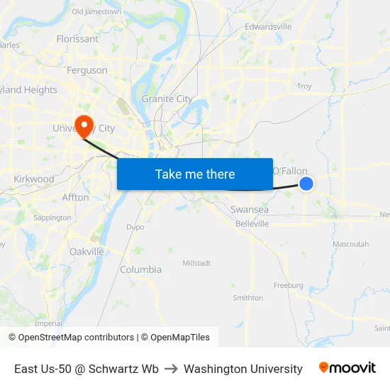 East Us-50 @ Schwartz Wb to Washington University map