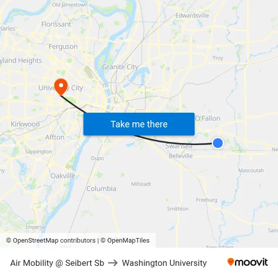 Air Mobility @ Seibert Sb to Washington University map
