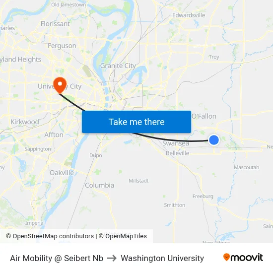 Air Mobility @ Seibert Nb to Washington University map