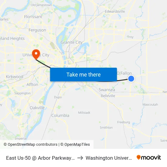 East Us-50 @ Arbor Parkway Eb to Washington University map