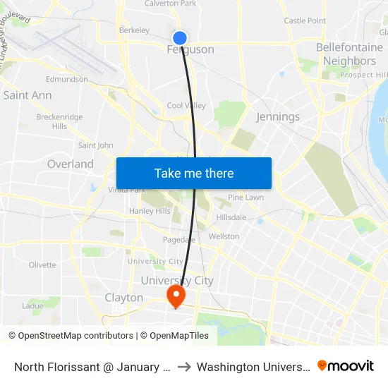 North Florissant @ January Sb to Washington University map
