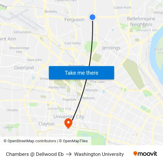 Chambers @ Dellwood Eb to Washington University map