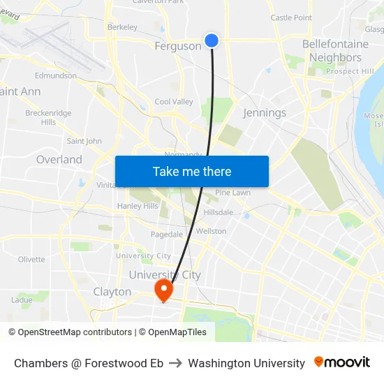 Chambers @ Forestwood Eb to Washington University map