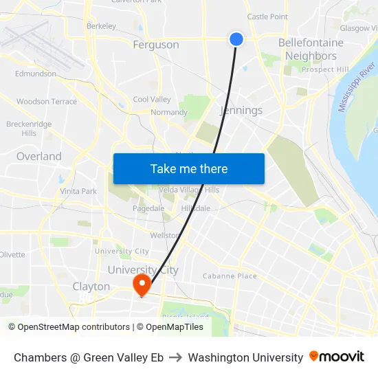 Chambers @ Green Valley Eb to Washington University map