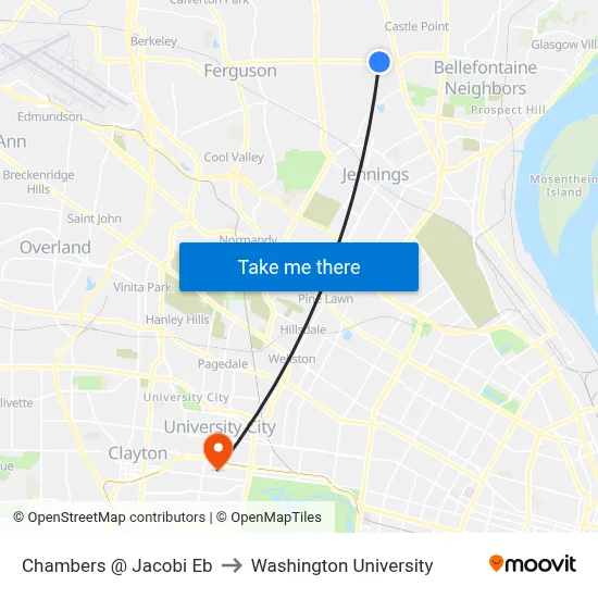 Chambers @ Jacobi Eb to Washington University map