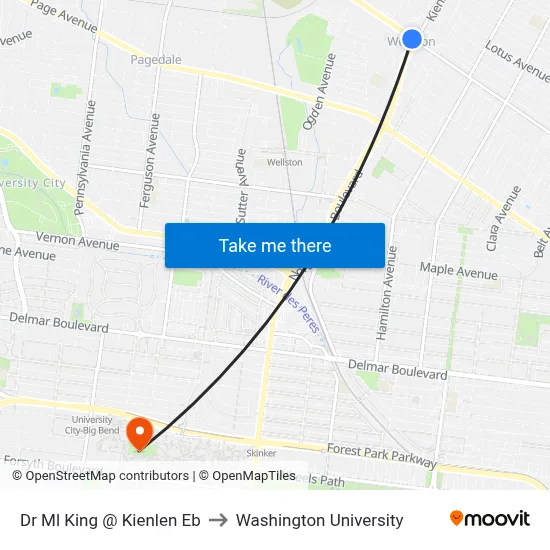 Dr Ml King @ Kienlen Eb to Washington University map