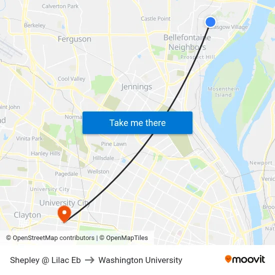Shepley @ Lilac Eb to Washington University map