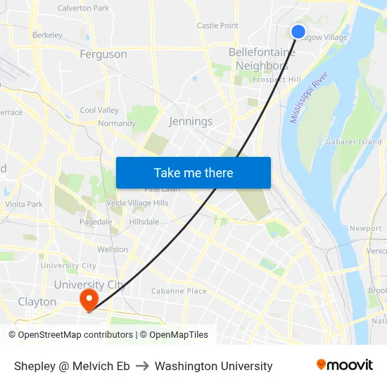Shepley @ Melvich Eb to Washington University map