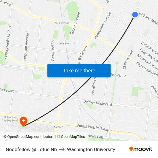 Goodfellow @ Lotus Nb to Washington University map