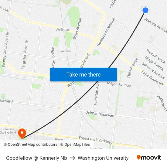 Goodfellow @ Kennerly Nb to Washington University map