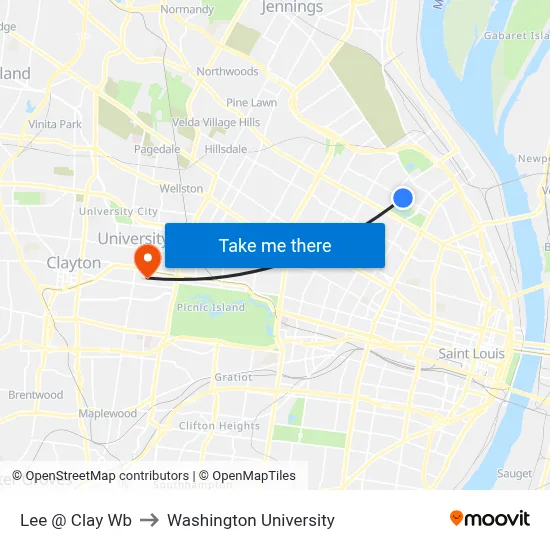 Lee @ Clay Wb to Washington University map