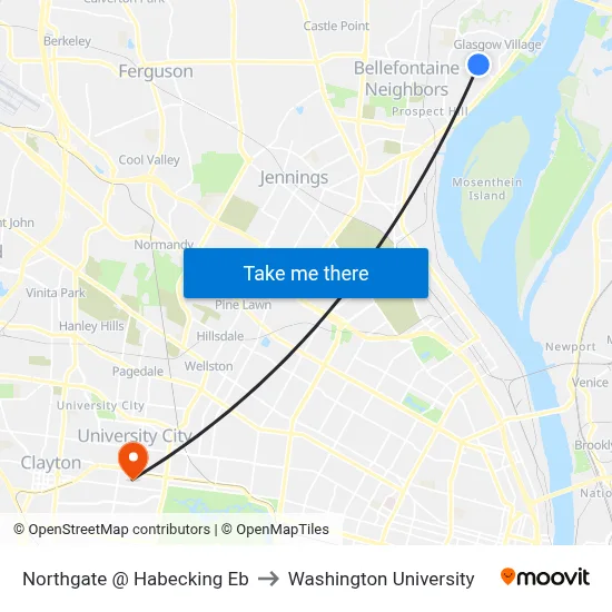 Northgate @ Habecking Eb to Washington University map