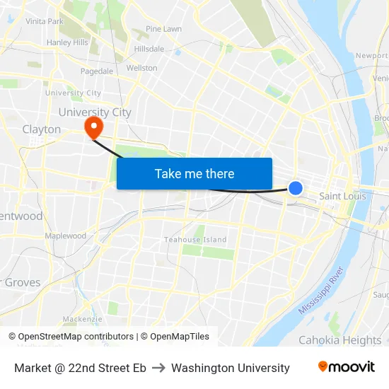 Market @ 22nd Street Eb to Washington University map