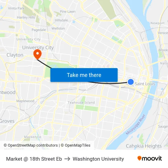 Market @ 18th Street Eb to Washington University map