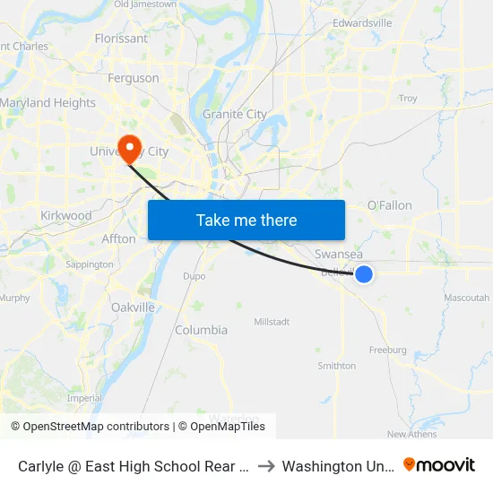 Carlyle @ East High School Rear Entrance Wb to Washington University map