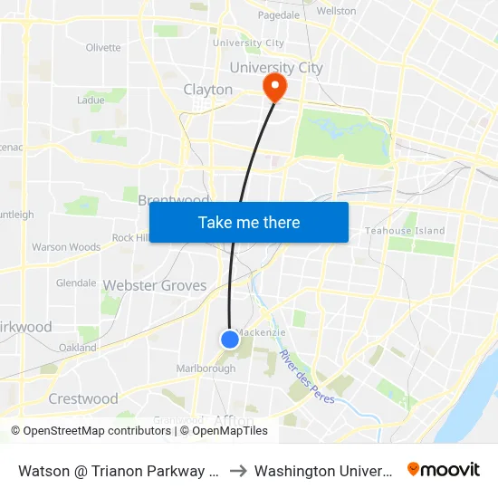 Watson @ Trianon Parkway Wb to Washington University map