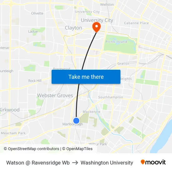 Watson @ Ravensridge Wb to Washington University map
