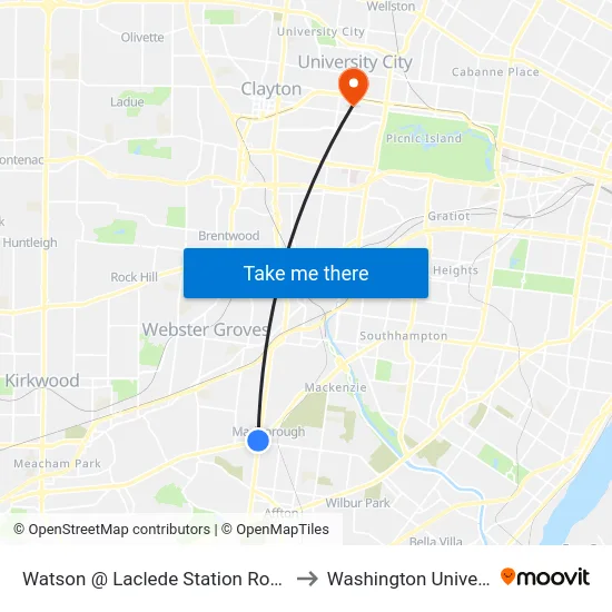 Watson @ Laclede Station Road Wb to Washington University map