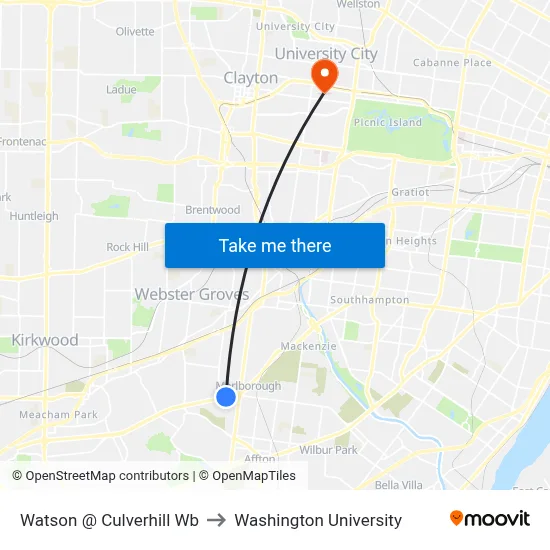 Watson @ Culverhill Wb to Washington University map