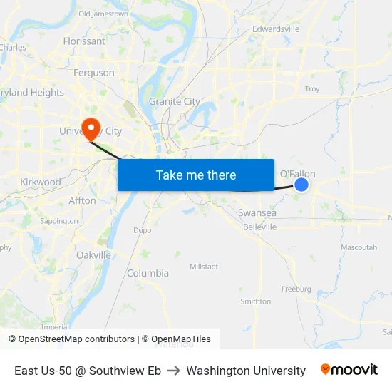 East Us-50 @ Southview Eb to Washington University map