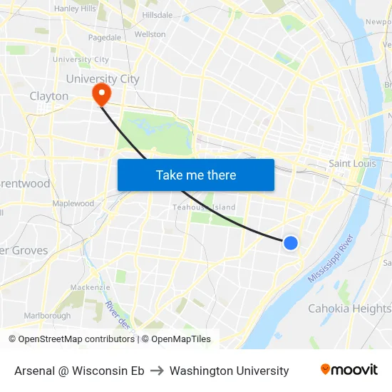 Arsenal @ Wisconsin Eb to Washington University map