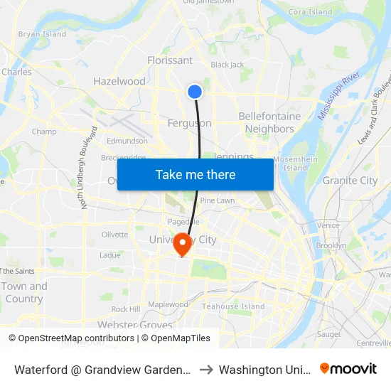 Waterford @ Grandview Gardens Court Sb to Washington University map