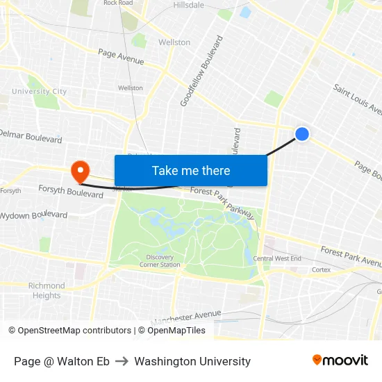 Page @ Walton Eb to Washington University map