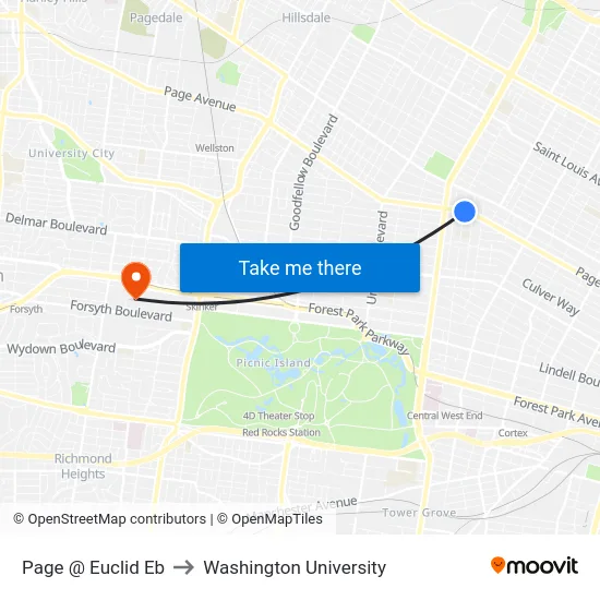 Page @ Euclid Eb to Washington University map