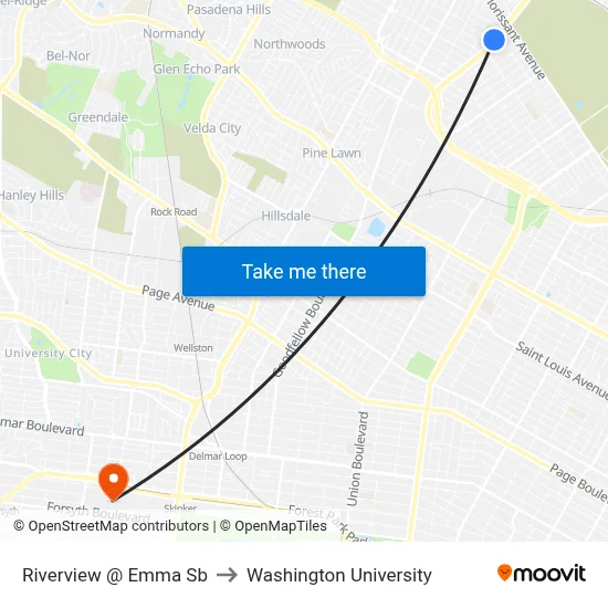 Riverview @ Emma Sb to Washington University map