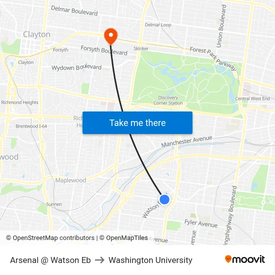 Arsenal @ Watson Eb to Washington University map