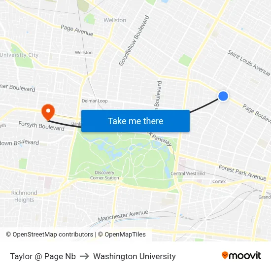 Taylor @ Page Nb to Washington University map