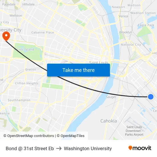 Bond @ 31st Street Eb to Washington University map
