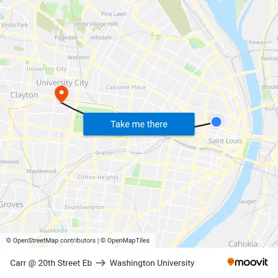 Carr @ 20th Street Eb to Washington University map