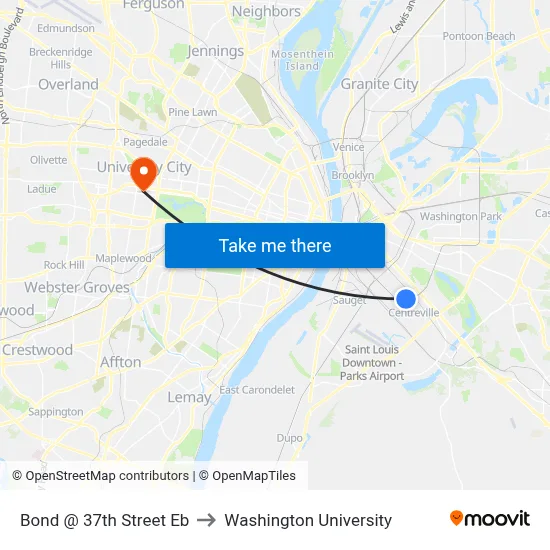 Bond @ 37th Street Eb to Washington University map