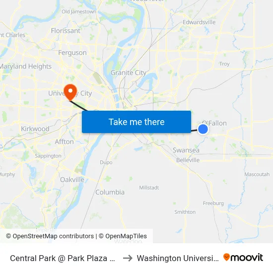 Central Park @ Park Plaza Nb to Washington University map