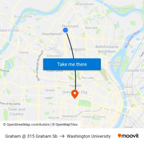 Graham @ 315 Graham Sb to Washington University map