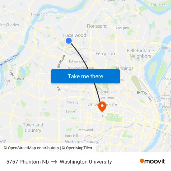5757 Phantom Nb to Washington University map