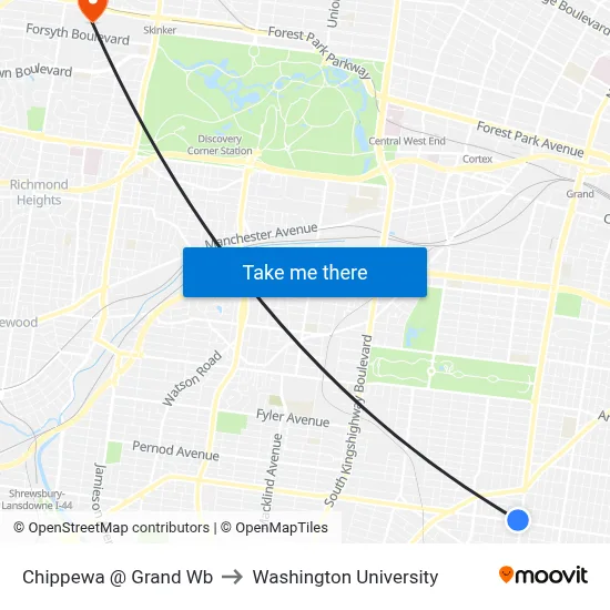 Chippewa @ Grand Wb to Washington University map
