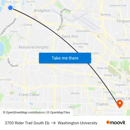3700 Rider Trail South Eb to Washington University map