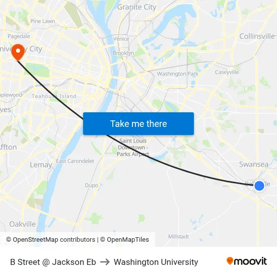 B Street @ Jackson Eb to Washington University map