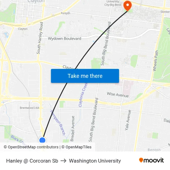 Hanley @ Corcoran Sb to Washington University map
