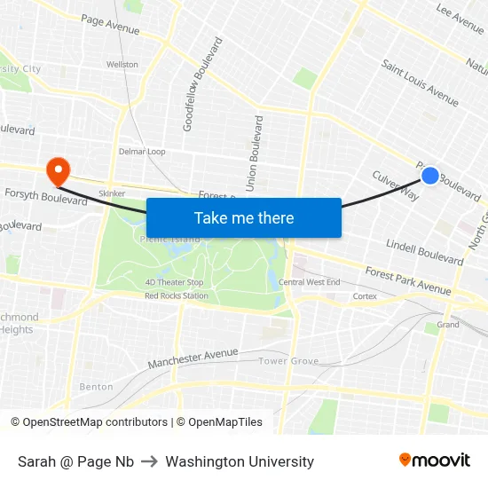 Sarah @ Page Nb to Washington University map