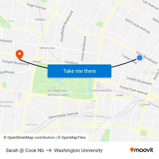 Sarah @ Cook Nb to Washington University map