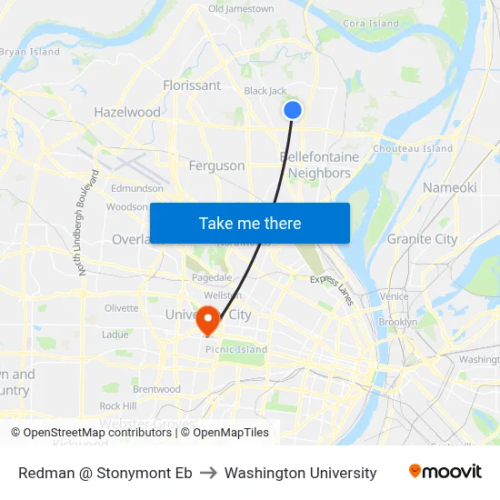 Redman @ Stonymont Eb to Washington University map