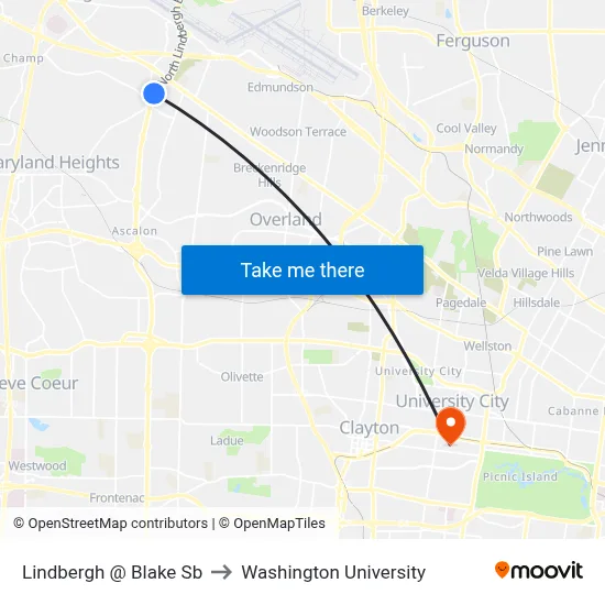 Lindbergh @ Blake Sb to Washington University map